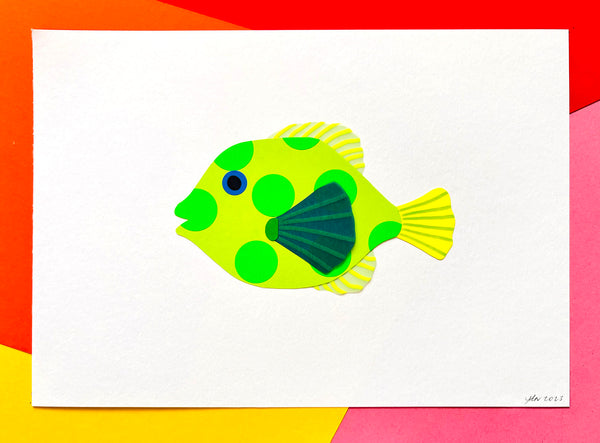Green Fish (Original Paper-Cut Artwork)