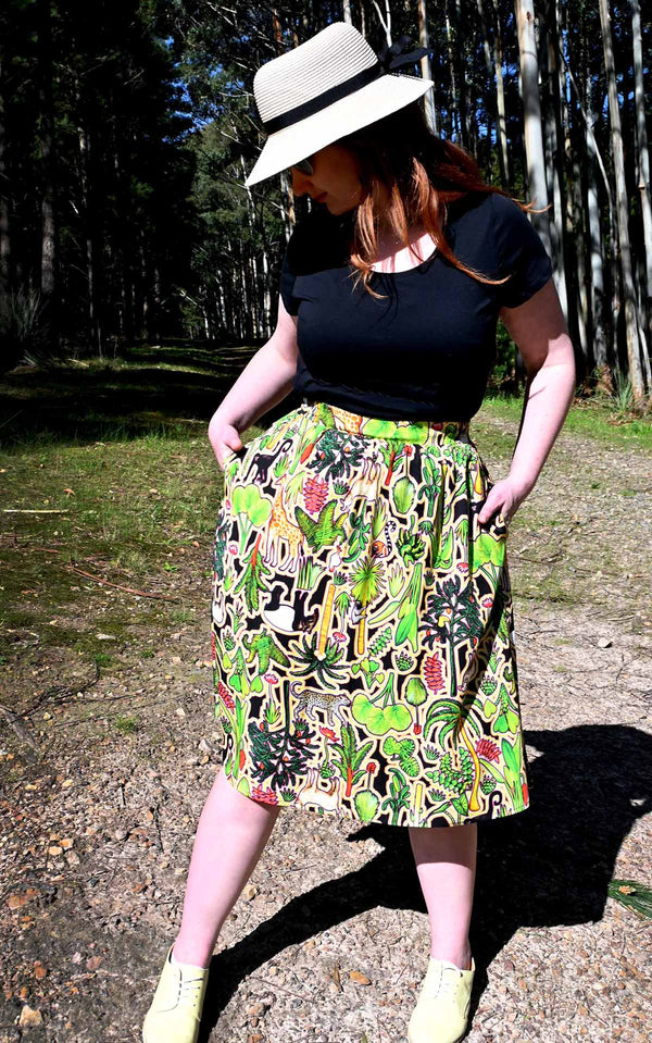 Rainbow safari skirt - jungle print 