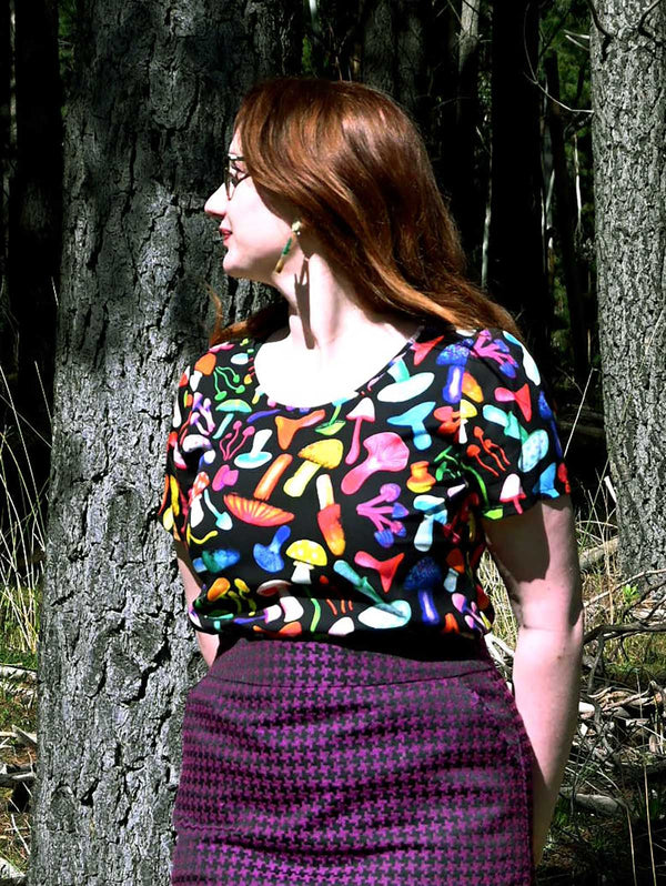 Mushroom top - bold and colourful top