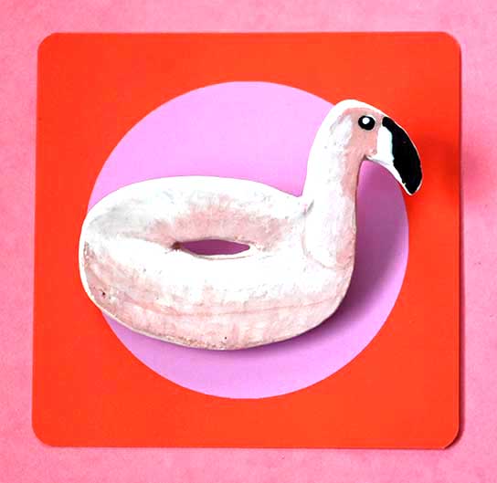Inflatable Flamingo Pool Toy Brooch