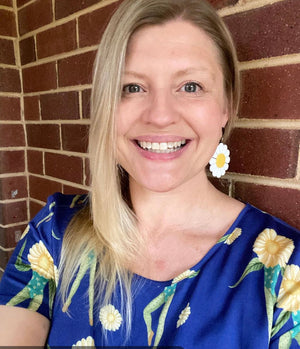 earrings I wear everyday / Dancing Daisies dress