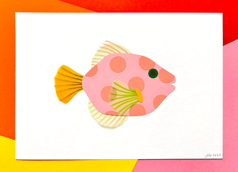 Pink Spotty Fish (Original Paper-Cut Artwork)