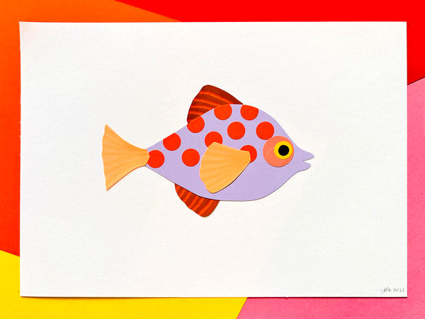 Purple & Orange Fish (Original Paper-Cut Artwork)