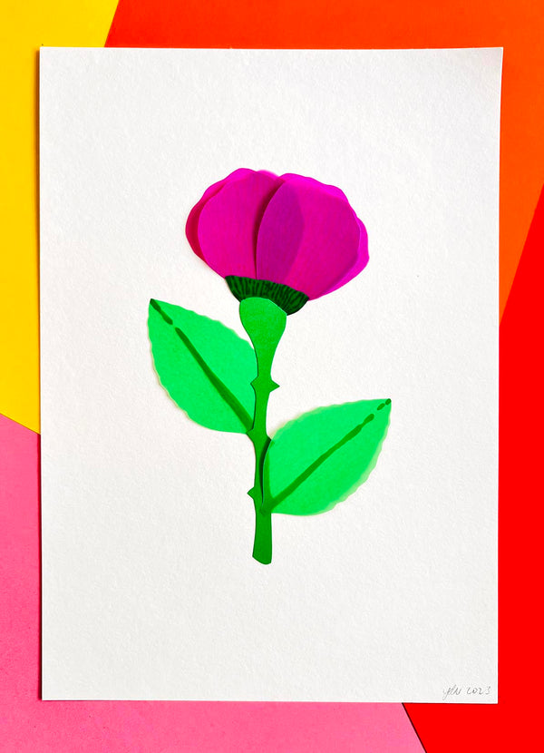 Purple Flowers (Original Paper-Cut Artwork)