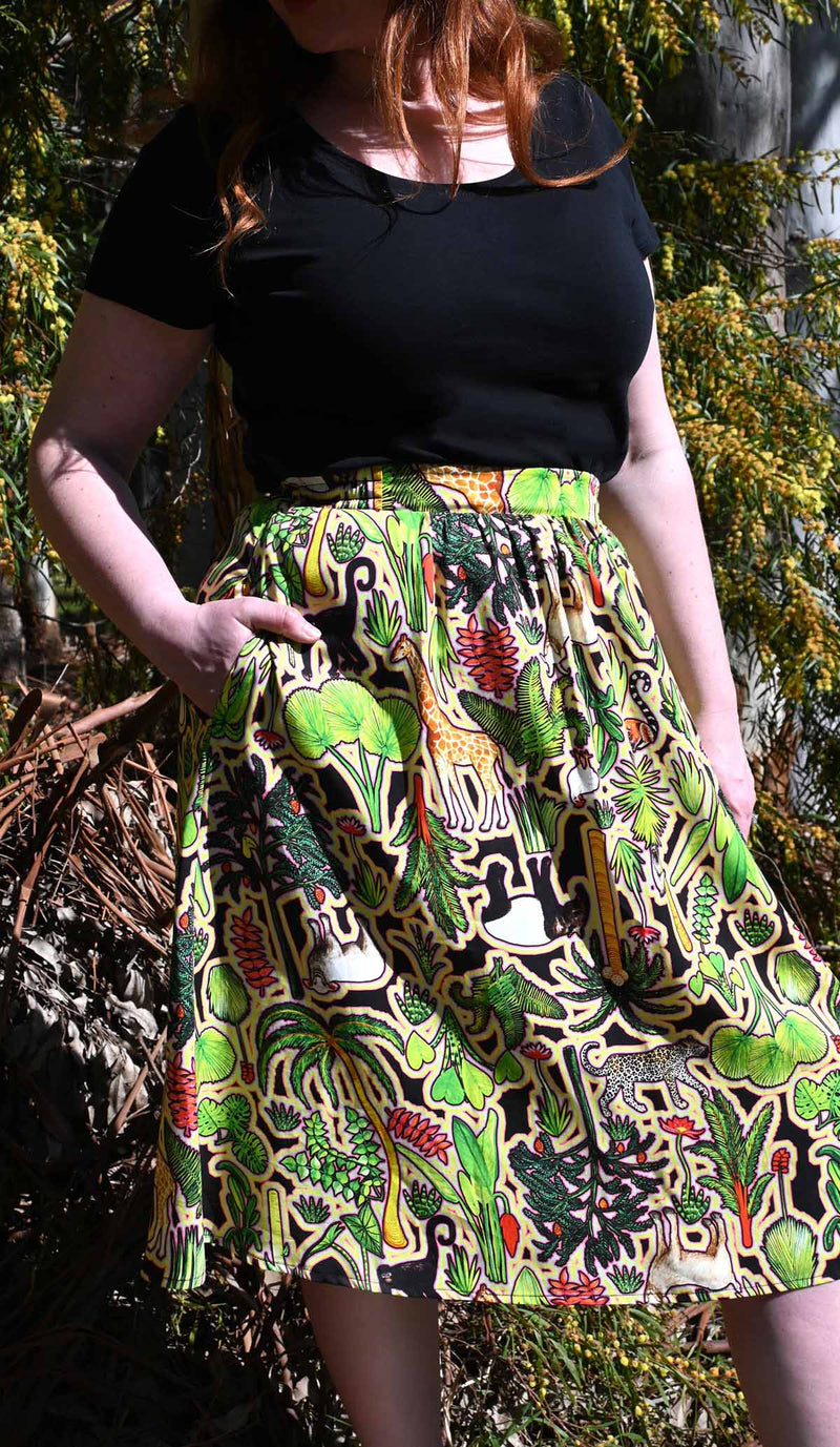 Rainbow safari skirt - colourful skirt with pockets 