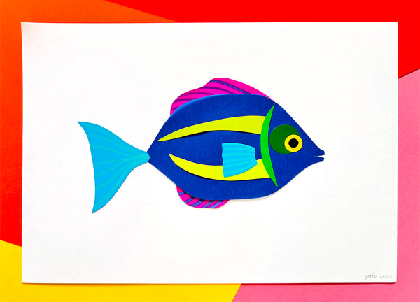 Blue Fish (Original Paper-Cut Artwork)