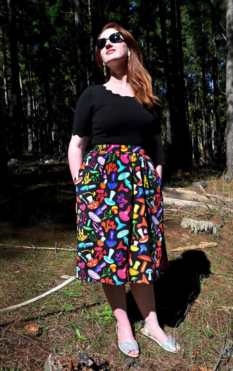 Colourful mushroom skirt with pockets