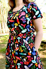 Matching top and skirt - rainbow mushroom print