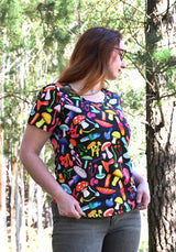 Mushroom print top - colourful clothing australia