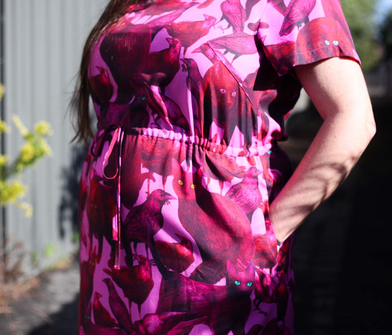 Cats & Crows Dress (Pink) - Strebor Clothing