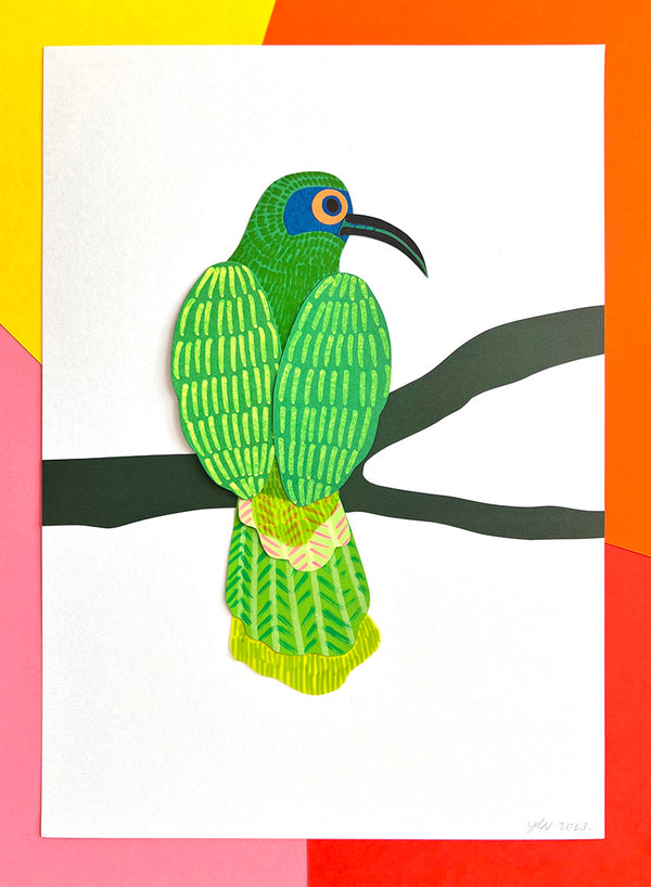Green Bird Paper Cut Artwork (Original Paper-Cut Artwork)