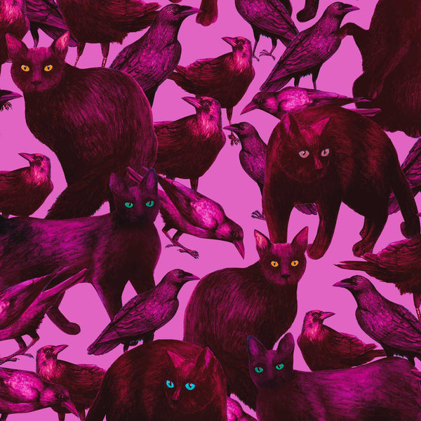 Pink Cats and Crows Dress