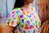 Rainbow Print Top Made in Australia